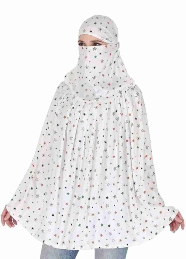 Women Stylish Cotton Long Scarf Mask Cover_White Printed
