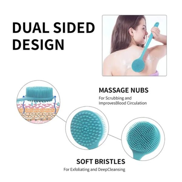 Silicone Back Scrubber Shower Bath Brush With Long Handle