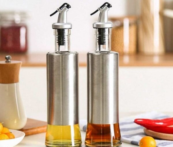 Steel Cover Glass Oil Dispenser Bottle-300ml