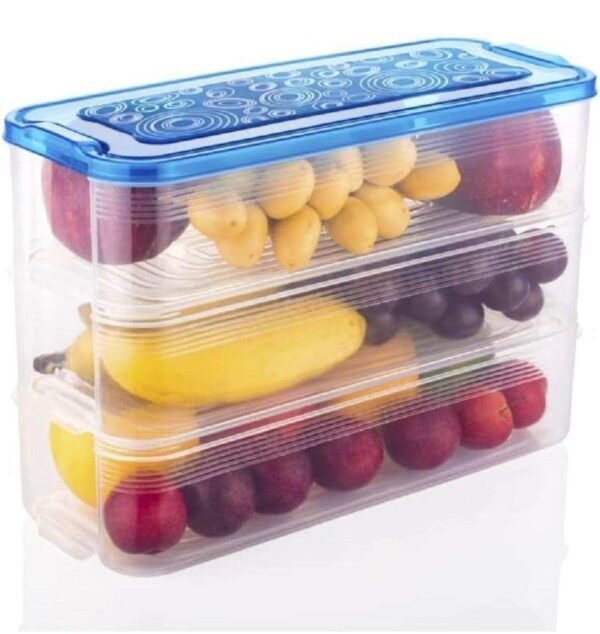 Food Storage Containers for Refrigerator, 3-Layer Stackable Clear Plastic Organiser Box