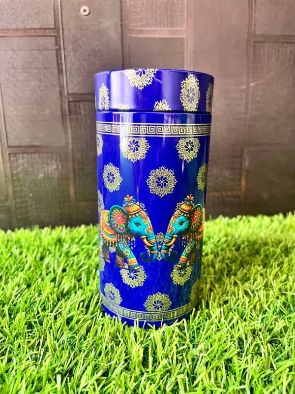 Designer Tin Containers 6 inch - Elephant Print | Tin Return Gift | Sgstores